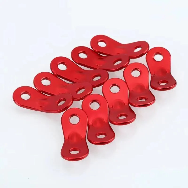Victory Elite 10-pack aluminum tent rope buckles, adjustable sliding cord fasteners for canopies and windproof tents.
