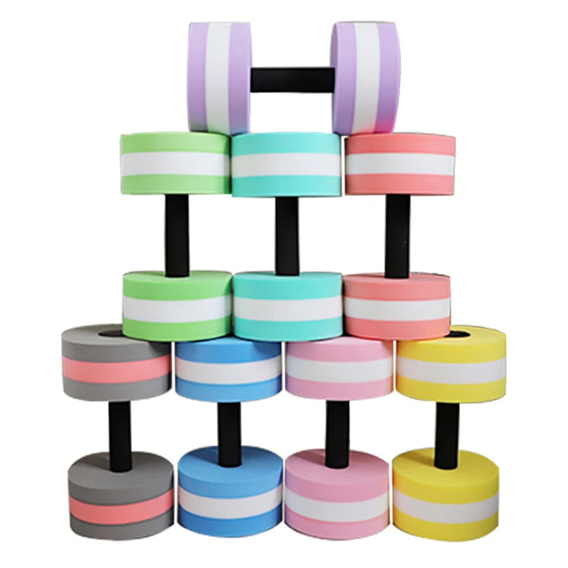 Victory Elite floating swim gym dumbbell made of EVA foam for water aerobics and aqua fitness in the pool.