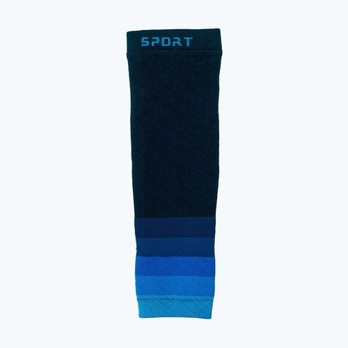 Victory Elite Endurance Compression Calf and Leg Sleeve for running and hiking, shown on a person's leg in a natural outdoor setting.