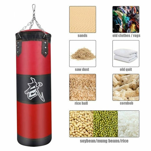 Victory Elite Boxing Trainer Fitness Punching Bag Set with hanging bag and gloves for boxing workouts and fitness training.