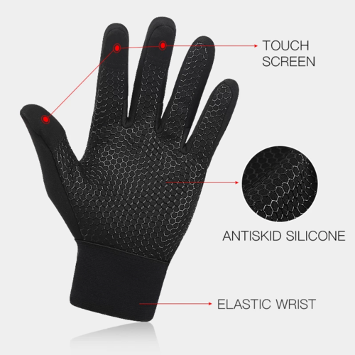Victory Elite thermal winter cycling gloves with wrist support and touchscreen fingertips, designed for cold weather riding.