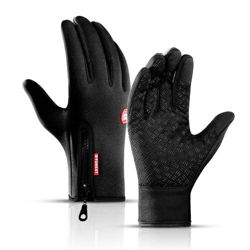 Victory Elite thermal winter cycling gloves with wrist support and touch screen compatibility, shown in a close-up image.