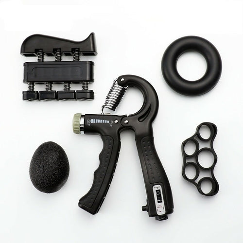 Victory Elite gym fitness adjustable hand grip set with multiple resistance levels, featuring ergonomic handles for strength training.