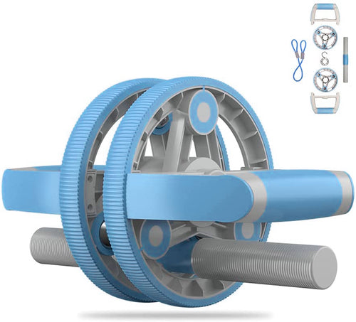 Victory Elite multifunctional abdominal wheel and pull strap set for gym fitness training, showing the equipment and workout accessories.