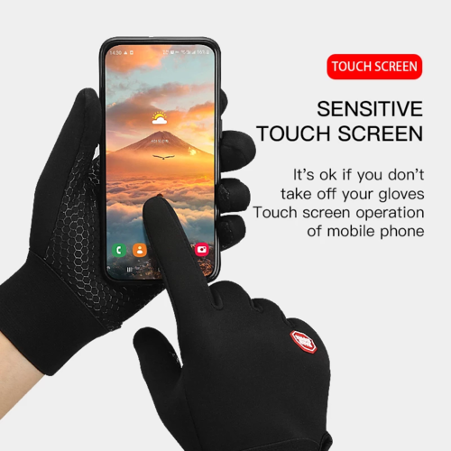 Victory Elite thermal winter cycling gloves with wrist support and touchscreen fingertips, designed for cold weather riding.