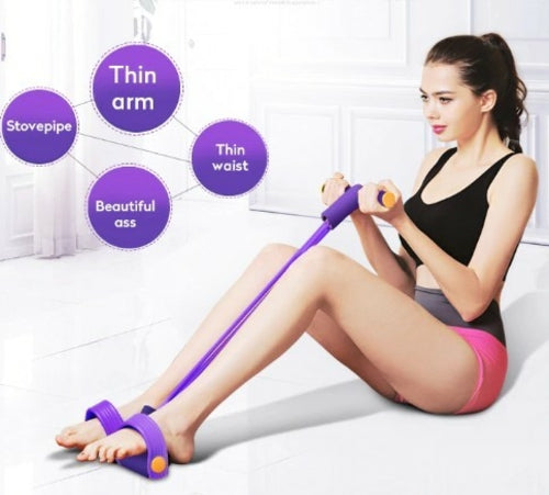 Victory Elite portable fitness resistance band with pedal for strength training and versatile workouts, shown with the resistance band and pedal.
