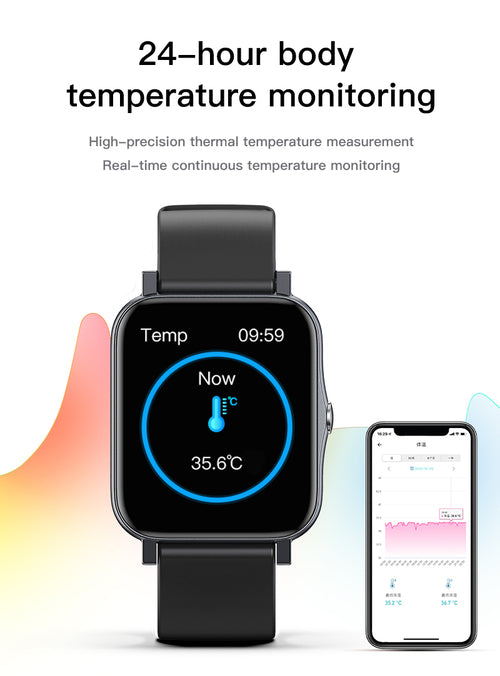 Victory Elite waterproof smartwatch with full-screen display and ultra-thin design, showing a sleek digital interface.