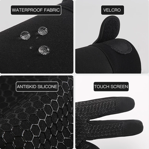 Victory Elite winter cycling thermal gloves with wrist support and touchscreen fingertips, designed for cold weather riding.