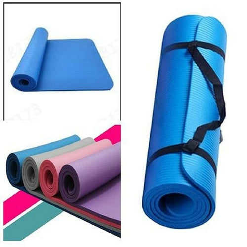 Victory Elite large slip yoga fitness mat laid out on a wooden floor, showcasing its textured surface and size for exercise.