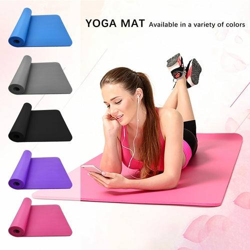 Victory Elite large slip-resistant yoga fitness mat laid flat, showing textured surface and ample size for yoga and exercise routines.